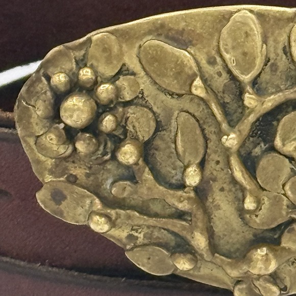 Stephen Burr Flowers Solid Brass MCM 70s Modern Signed/dated Vintage Belt Buckle - Picture 3 of 14